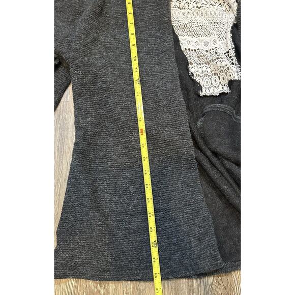 Umgee Cardigan Sweater Charcoal Gray Open Front Crochet Back Plus Size 1XL/2XL - Picture 5 of 7